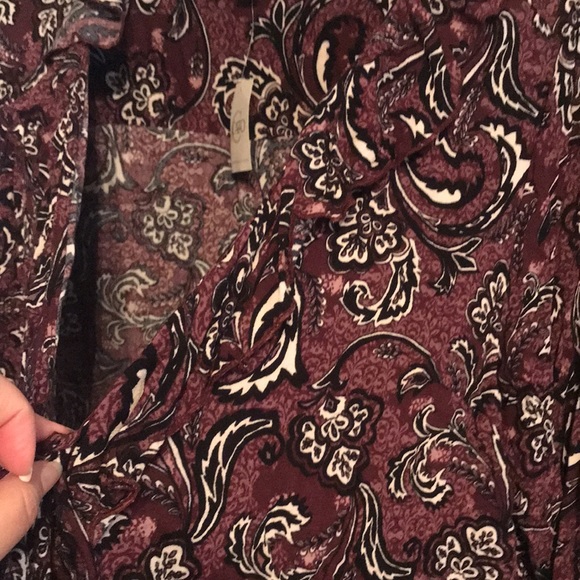 Open front tie purple print ruffle top NWT - Picture 6 of 8